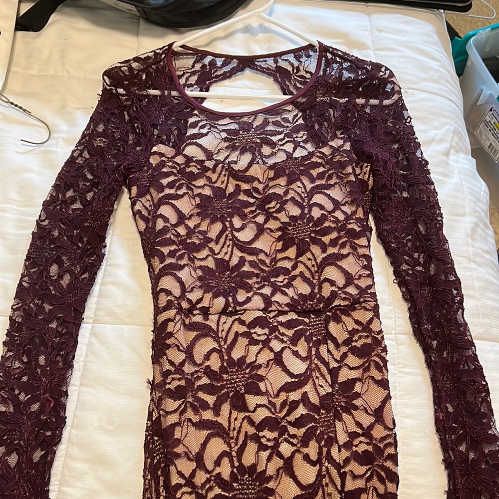Floral lace long sleeve dress with beautiful open back